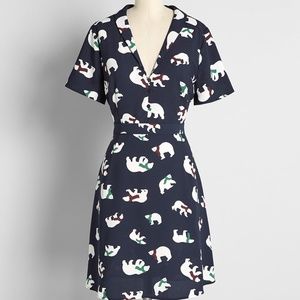 Modcloth Susan B Anthony Polar Bear Dress Christmas